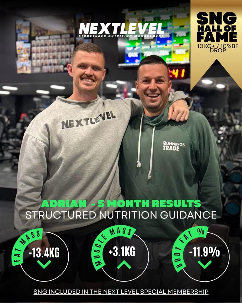 Adrian, 5 month results: -13.4kg fat mass, +3.1kg muscle mass, -11.9% body fat