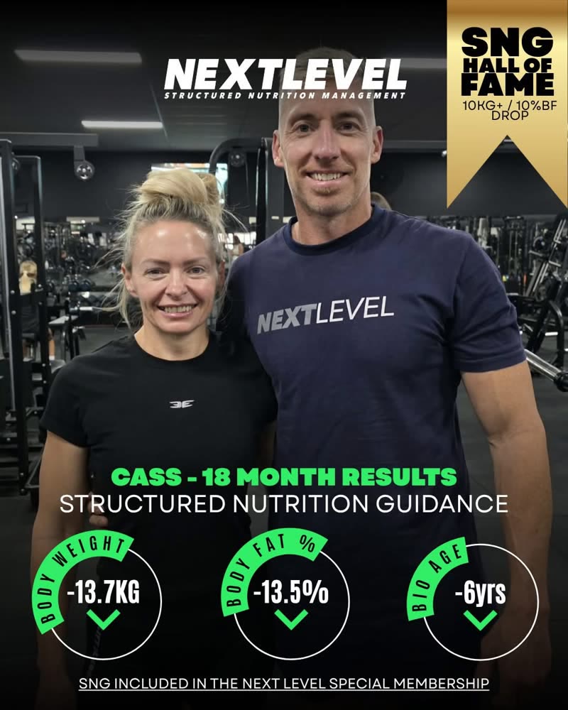 Cass, 18 month results: -13.7kg body weight, -13.5% body fat, 6 years off biological age
