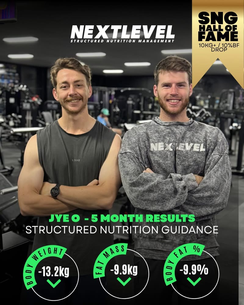 Jye O, 5 month results: -13.2kg body weight, -9.9kg fat mass, -9.9% body fat