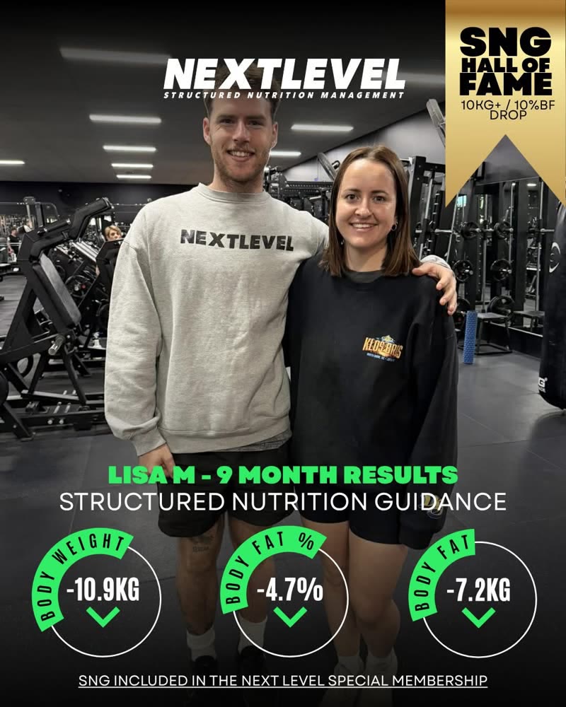 Lisa M, 9 month results: -10.9kg body weight, -7.2kg fat mass, -4.7% body fat