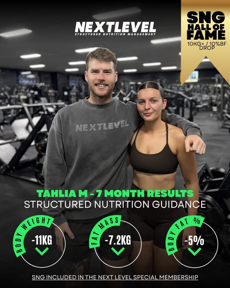 Tahlia M, 7 month results: -11kg body weight, -7.2kg fat mass, -5% body fat